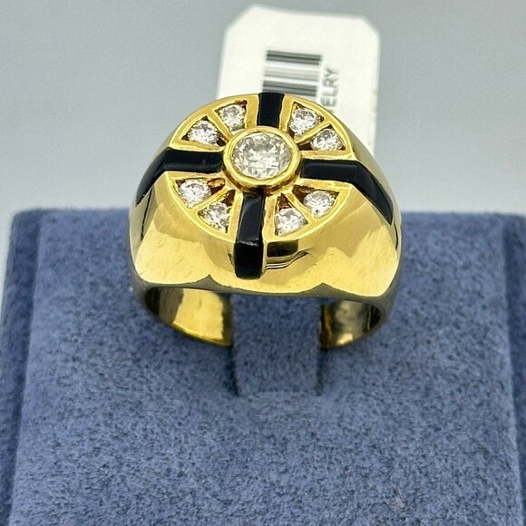 Other - 18K YELLOW GOLD MENS RING WITH DIAMONDS SIZE 9.5